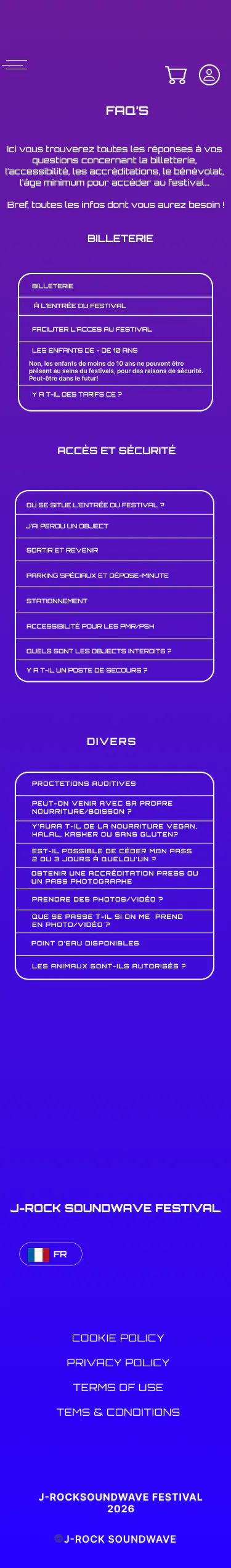 Billetterie - enfants - wireframe J-Rock Soundwave Festival